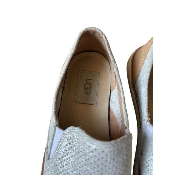 UGG Women's Adley Perf Sneakers size 7.5 Silver Suede Leather Perforated Slip On - Picture 7 of 9